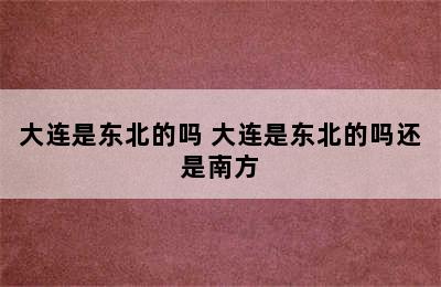 大连是东北的吗 大连是东北的吗还是南方